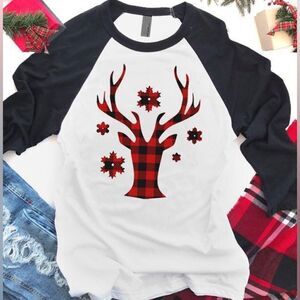 Buffalo Plaid Deer Vintage Raglan